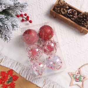 6PCS/Set 8CM Plastic Christmas Tree Hanging Pendants Balls - Red