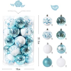 34PCS/Set 6CM Plastic Christmas Tree Decoration Pendants Balls - BLUE