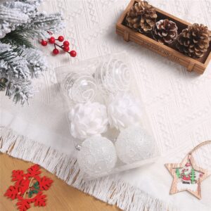 6PCS/Set 8CM Plastic Christmas Tree Hanging Pendants Balls - WHITE