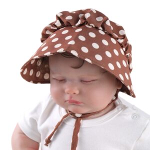 Baby Thin Polka Dots Tied Sun Protection Hat - COFFEE