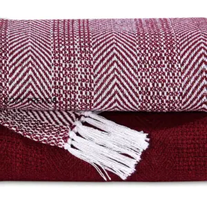 Hand Woven 100% Cotton All Season Soft Throw Blankets Herringbone 50''x60'' Set of 2