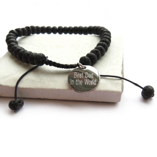 Personalised Men's Black Lava Beaded Bracelet | Gift for Him