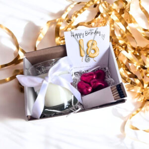 Small 18th Birthday Gold Balloons Gift Necklace Hamper | Girls 18th Birthday Candle Gift UK