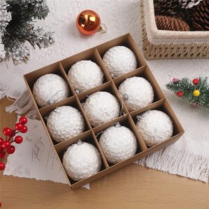 9PCS 8CM Box Package Foam Christmas Decoration Balls - WHITE