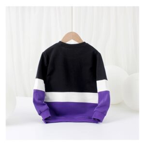 Boys Contrast Color Crewneck Long Sleeves Casual Sweatshirts - BLACK