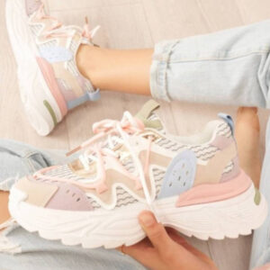 MULTI COLOUR LACE UP CHUNKY SNEAKERS TRAINERS