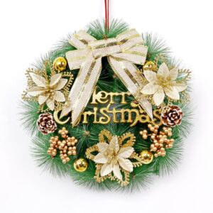 30CM Merry Christmas Door Window Wreaths - GOLD