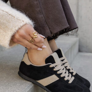 BLACK LACE UP CASUAL TRAINERS