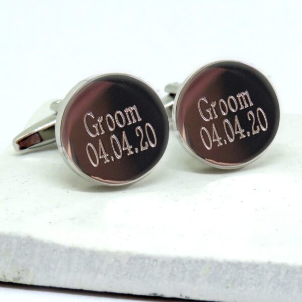 Personalised Batang Round Cufflinks - Groom