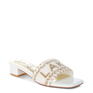 Vacay Babe Lake Como Beaded Slip-On Heels In Off White