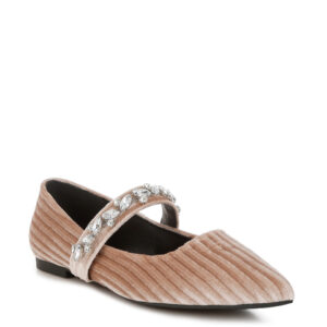 Ballerinas-Dresden Diamante Brooch Velvet In Beige