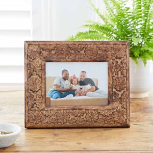 Asali Natural Floral Pattern Wood Photo Frame 7 x 5 Inch
