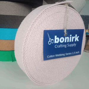 Bonirk-10 Yards-Heavy Cotton Narrow Webbing 1.5 Inch Cotton Candy-Baby Pink Colour For Bag Handles, Belt Sewing, Apron Craft Ribbon Trim- 0,082 in, Continuous