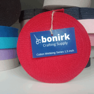 Bonirk-50 Yards-Heavy Cotton Narrow Webbing 1.5 Inch - Red For Bag Handles, Belt Sewing, Apron Craft Ribbon Trim- 0,082 in, Continuous