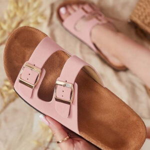 PINK SOFT FOOTBED SUMMER FLAT SLIDERS SANDALS (PACK A)