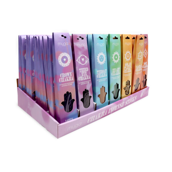 Chakra & Luck Incense Stick & Wooden Holder 84 Piece Display