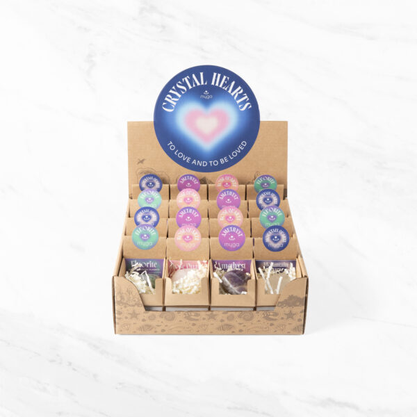 Polished Crystal Heart Display Box (32 Pieces)