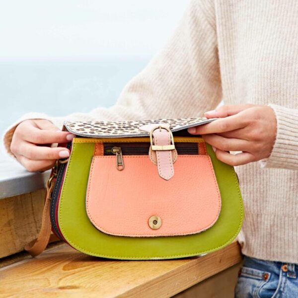 Sonakshi Recycled Leather Multicoloured Saddle Bag - Image 3