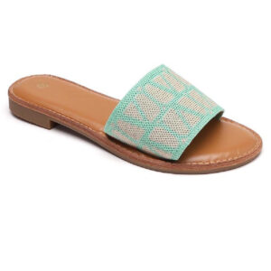 GREEN OPEN TOE FLAT SLIDERS SANDALS