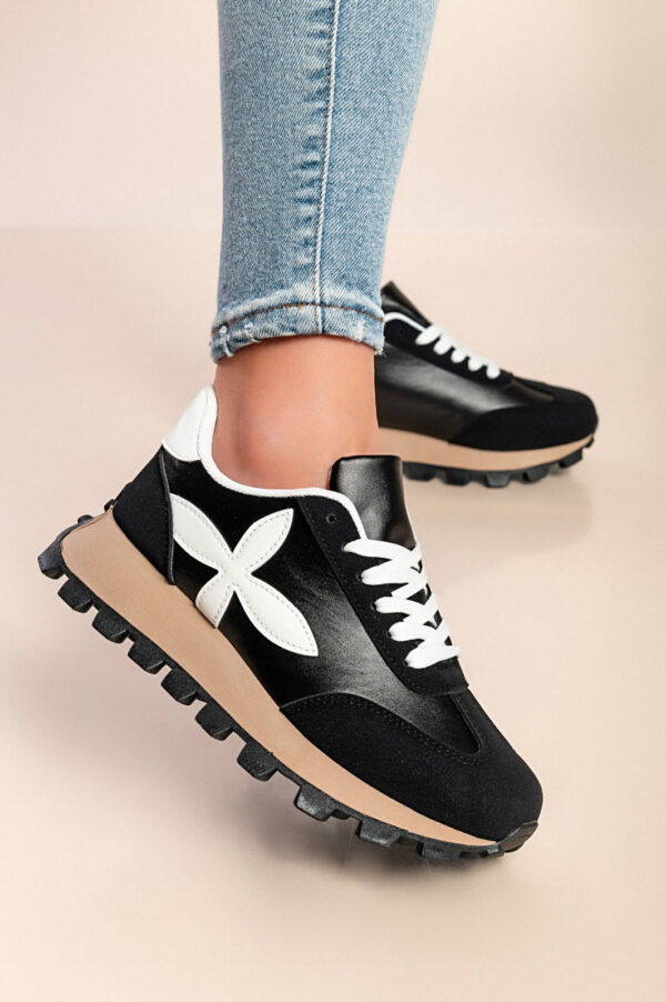 CHUNKY METALLIC TRAINERS IN BLACK