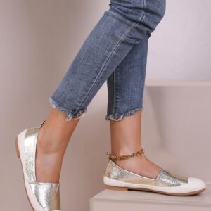 WOMEN'S GOLD FLAT ESPADRILLE SLIP ON LOAFERS