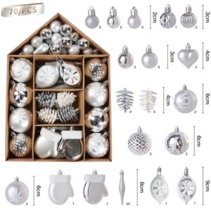 70PCS/Set Plastic Cute Christmas Tree Hanging Pendants Home Decoration - SILVER