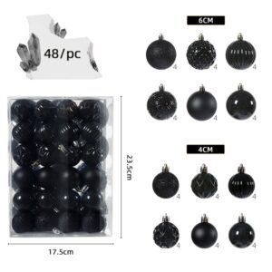 48PCS/Set Plastic Home Decoration Christmas Tree Hanging Balls - BLACK