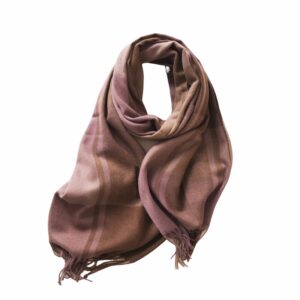Contrast Color Plaid Tassel Imitation Cashmere Shawl Scarf - PURPLE PINK