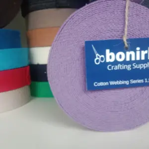 Bonirk-10 Yards Lavender-Heavy Cotton Narrow Webbing 1.5 Inch -For Bag Handles, Belt Sewing, Apron Craft Ribbon Trim- 0,082 in, Continuous