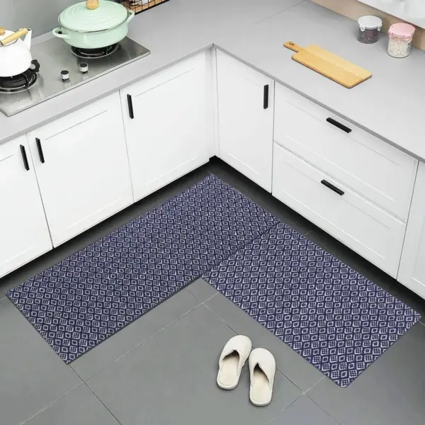 Hand Woven Kitchen Bath Mats [2 PCS] Cushioned Cotton Anti-Fatigue Rug, Waterproof Non-Slip Kitchen Mats and Rugs - Office, Sink, Laundry - Image 3
